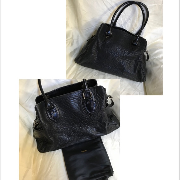 Fendi Handbags - Fendi “Du Jour” Black Pebbled Leather Satchel